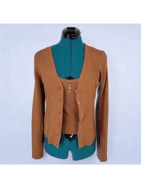 Mine Ribbed Cardigan and Tank Ari Set in Copper - Size‎ Large
